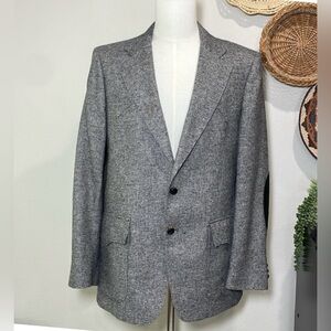 Vintage H bar C Tweed Wool Blazer Sport Coat Gray Black Western Cowboy Mens 44